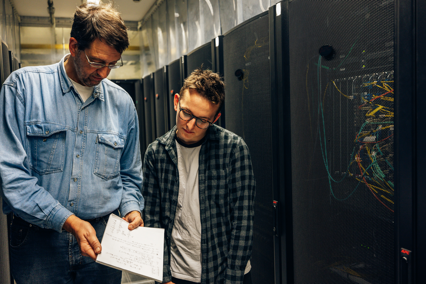 Researchers in datacentre