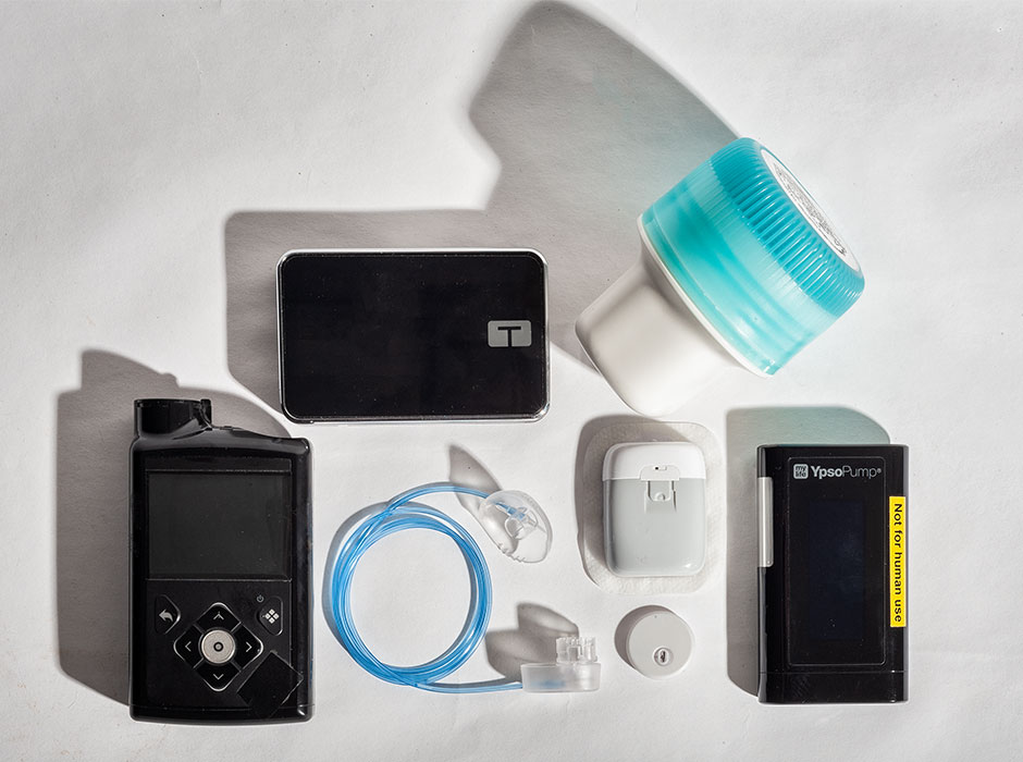 An image of a range of insulin pumps.
