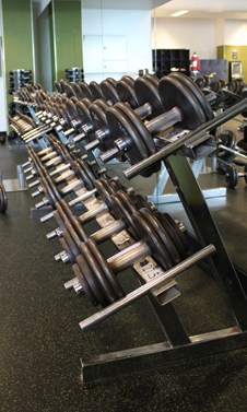 Photo of free weights in racks