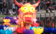 The water dragon lantern attracts a crowd at the Christchurch Lantern Festival (2016)<br />Photo: Anna Young