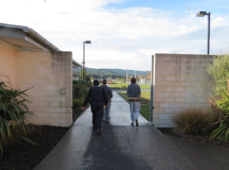 Prisoners head to class at Otago Corrections Facility. 