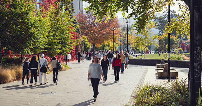 People walking on the Otago University campus