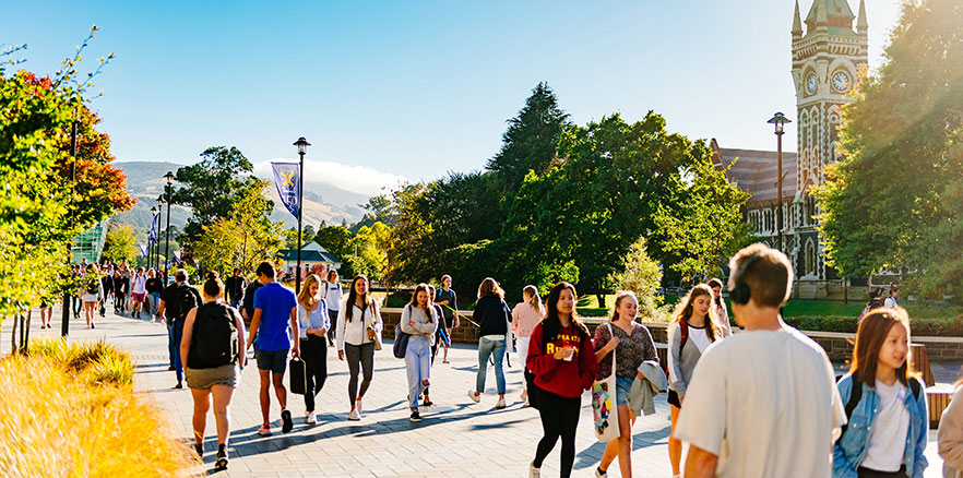 Students walking between classes on the Dunedin campus
