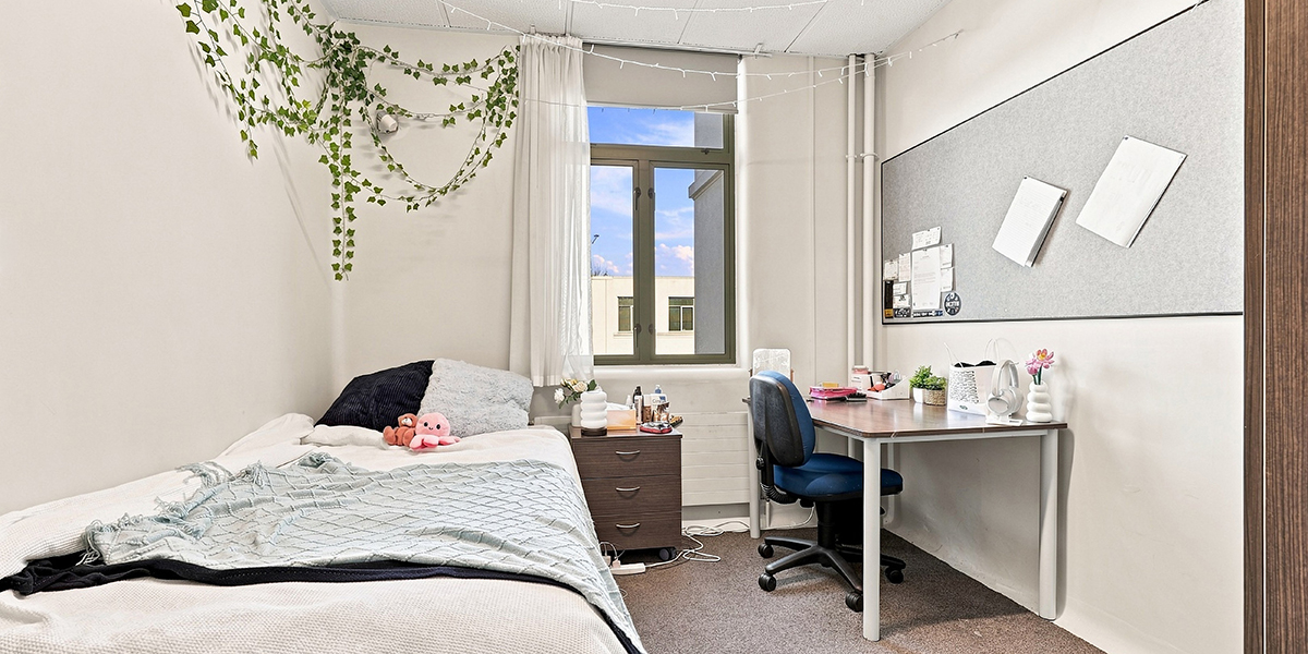 Student bedroom with desk