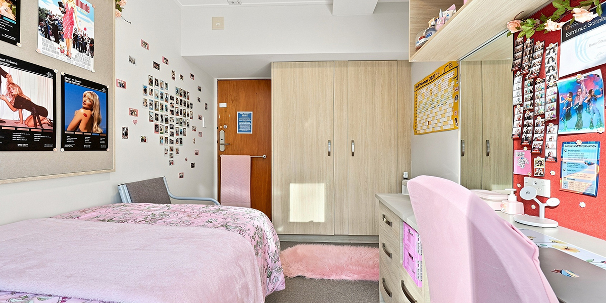 Student bedroom with wardrobe