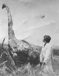 Kay Flavell with moa, Otago Museum226px