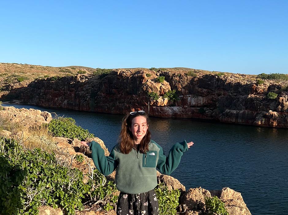 University of Otago graduate Rebecca Grimwood exploring her new surroundings after relocating to Western Australia. 
