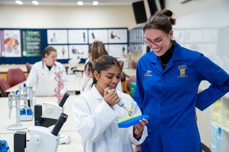 student using a pipette
