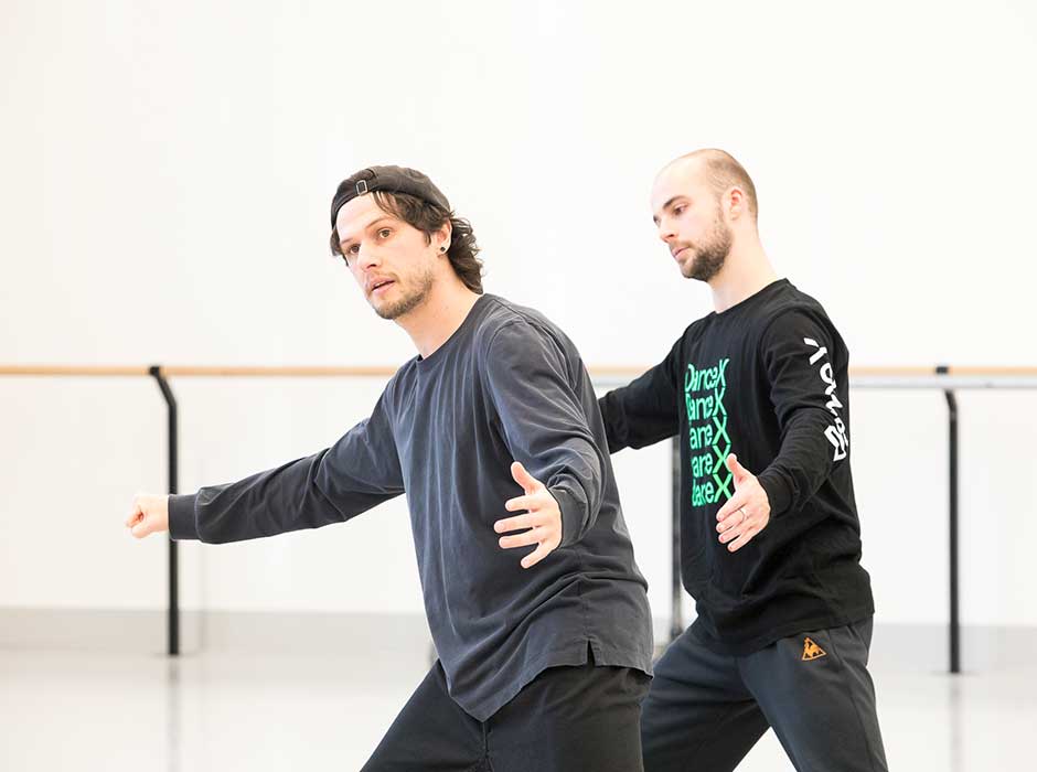 Two men dancing 