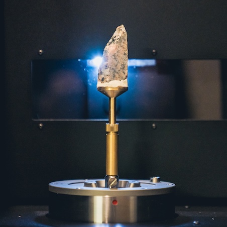 Rock sample prepared for MicroCT scanning.