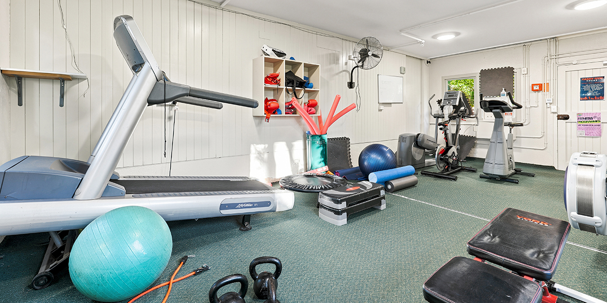 Gym area with variuos gym equipment