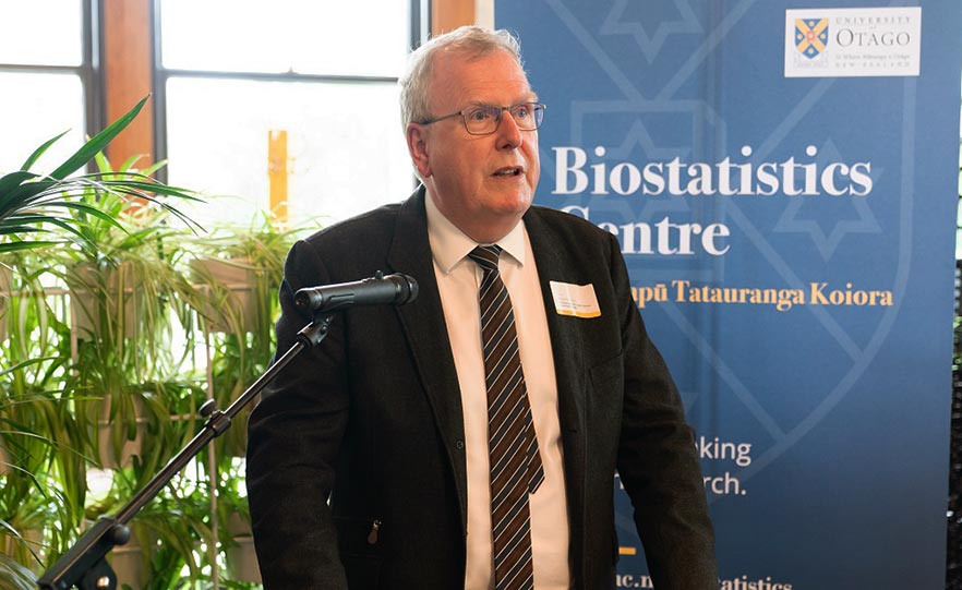 Professor Paul Brunton speaking at Biostatistics Centre launch event image