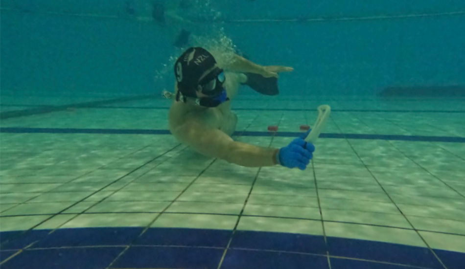 Gareth Ward-Allen playing underwater polo