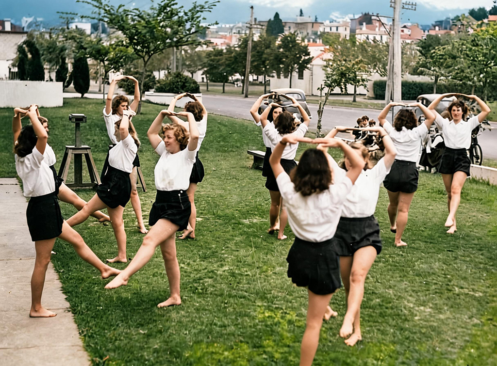 Group doing physical education 