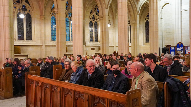 The audience enjoys the launch of 