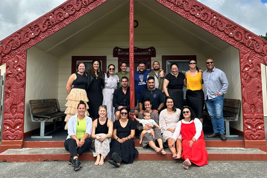 1 Te Koronga whānau gather at Te Pou-o-Tainui Marae in Ōtaki for Terina’s PhD oral defence image nw