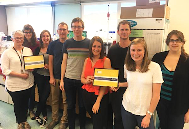 Fineran lab members with their awards