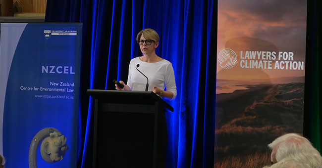 Jenny Cooper KC pictured presenting at a joint LCANZI and New Zealand Centre for Environmental Law conference.