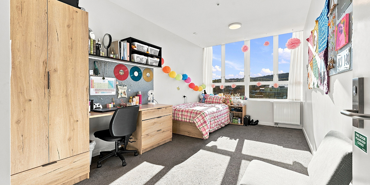 Sunny bedroom with large window