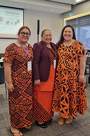 Photo of Sia Lei-Mata'afa, Dr Telesia Kalavite and Kala Fagasoaia (2022)