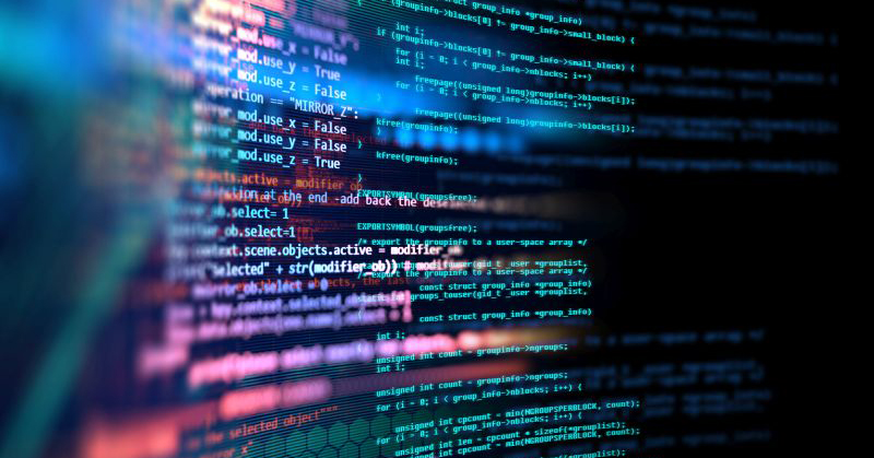 code on a curved screen