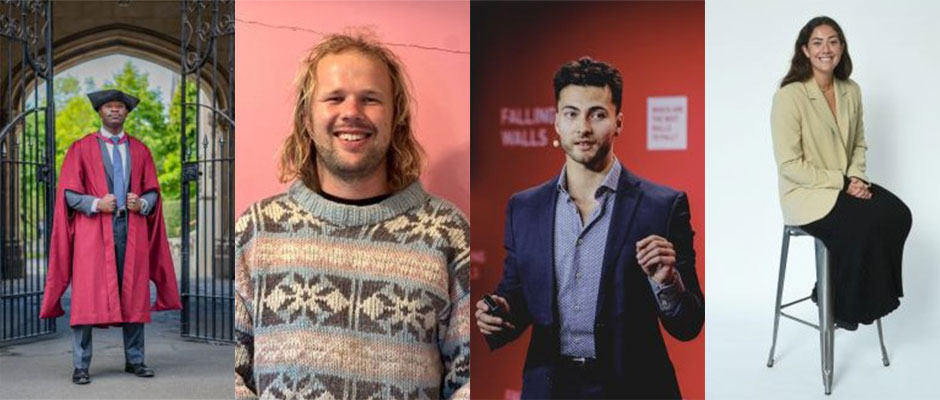Head shots of four of Otago's Young Alumni Award winners.