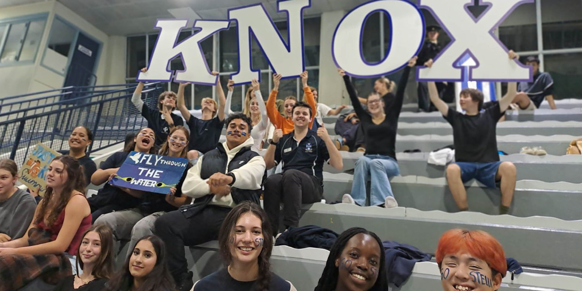 knox students on bleachers
