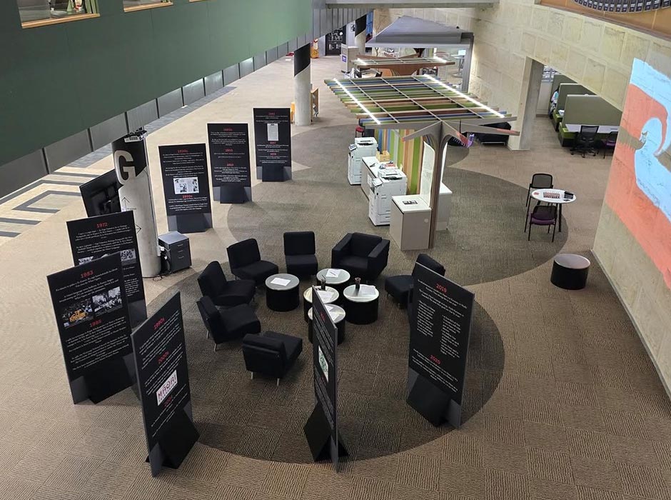 Te-Hītori-o-te-reo-Māori-exhibit-in the Library