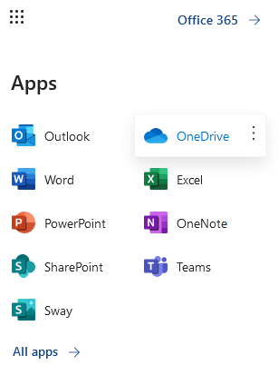 Screenshot showing accessing your OneDrive