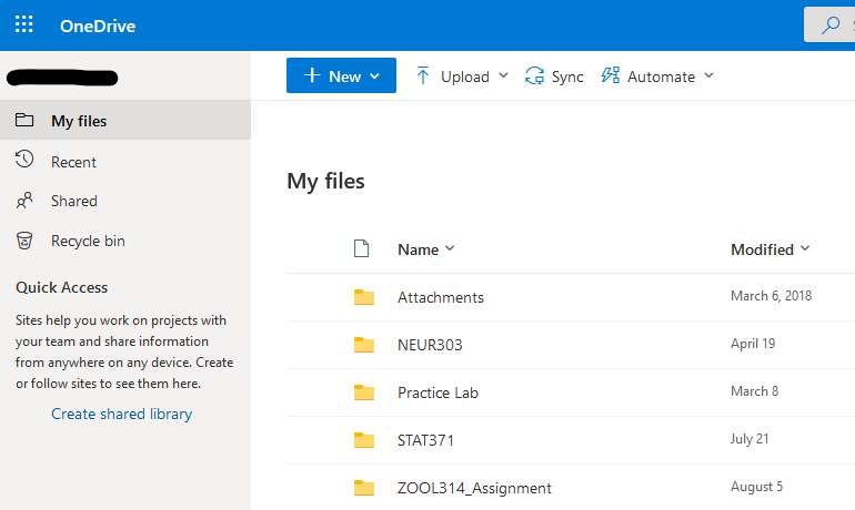 Screenshot showing your documents saved in OneDrive