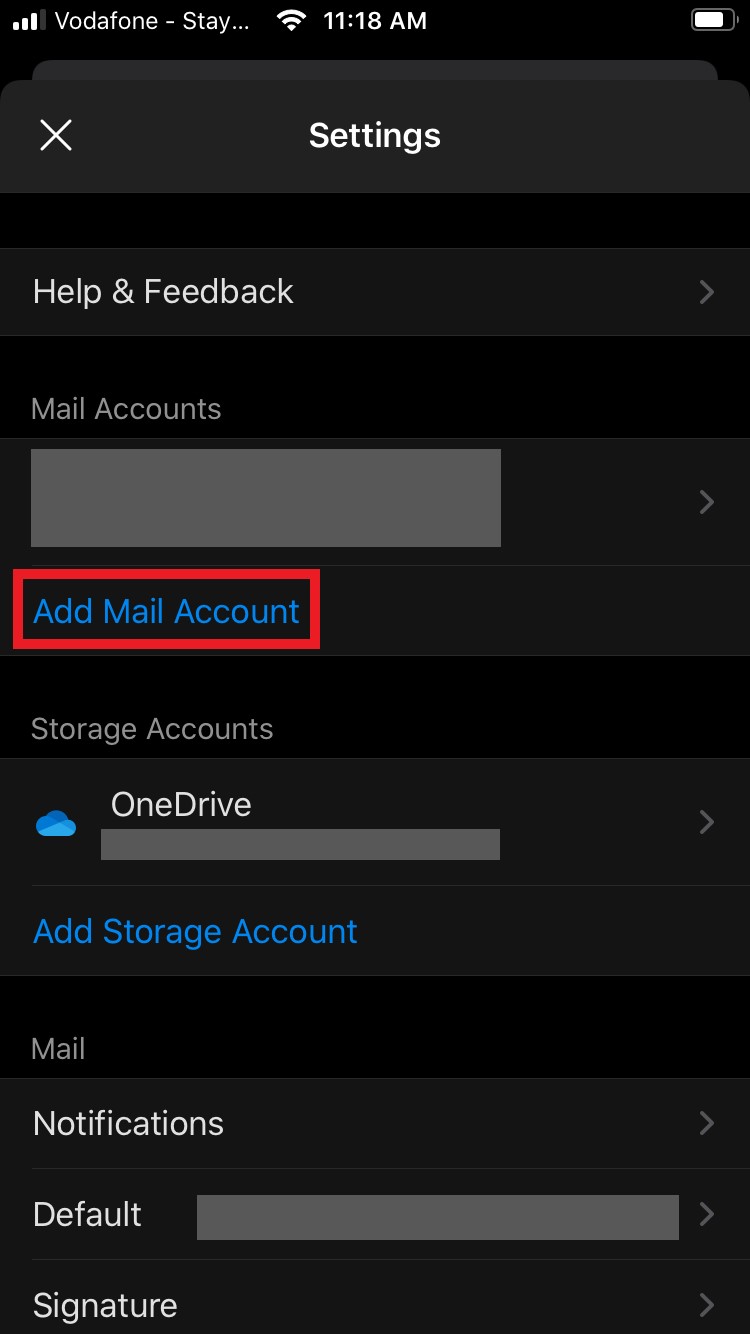 Screenshot of adding mail account in Outlook