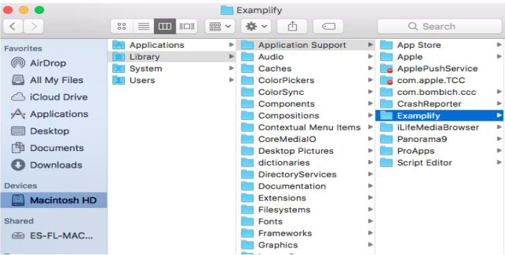 Screenshot showing locating the exam folder in Finder