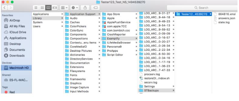 Screenshot of locating the exam in the Examplify folderr