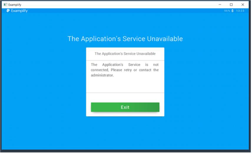 Screenshot of Application's Service Unavailable window