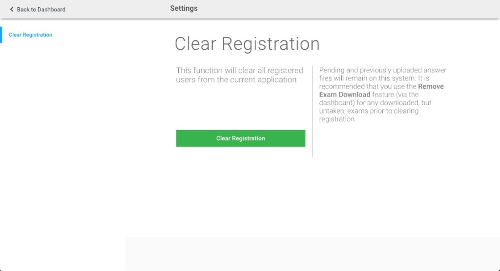Clear Registration link in Examplify