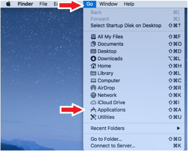 Screenshots of finding Examplify in Mac OS X