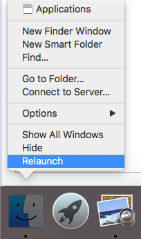 Screenshot of using the Finder menu in Mac OS X