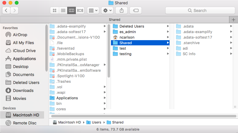 Screenshot of finding hidden folders in Mac OS X