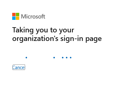 Screenshot of Microsoft redirection page