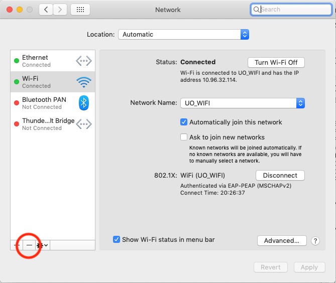Screenshot showing fixing IP issue on Mac connecting to UO_Wifi