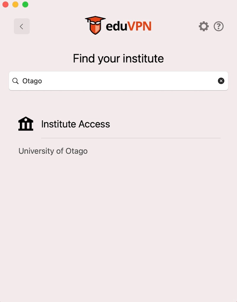 Screenshot of Otago Institute Access