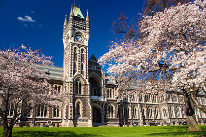 The University of Otago's iconic clocktower building. Image curtesy of marketing.
