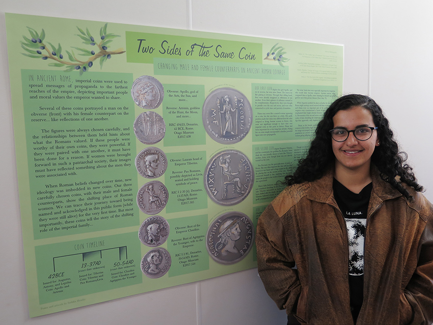 Sashika Hendry with her Roman coin research poster 650