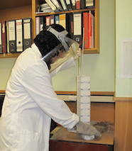 Jody Hazlett preserves samples in liquid nitrogen for future use in breast cancer research