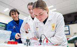 Students using lab equipment