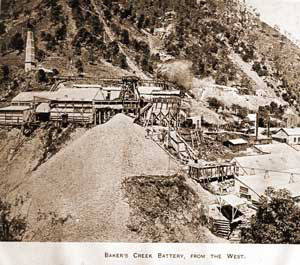 Photos of 1900's mining in Bakers Creek gorge at Hillgrove, with mine waste disposal into stream 1