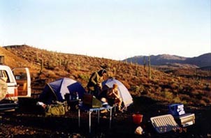 Camp for the night in the desert, Baja California.