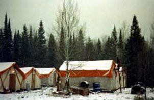 Drill camp in winter near Red Lake, Ontario, Canada