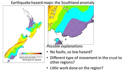 Earthquake hazard maps Southland anomaly image