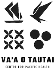 Va'a o Tautai logo graphic with four  symbols of the Pacific